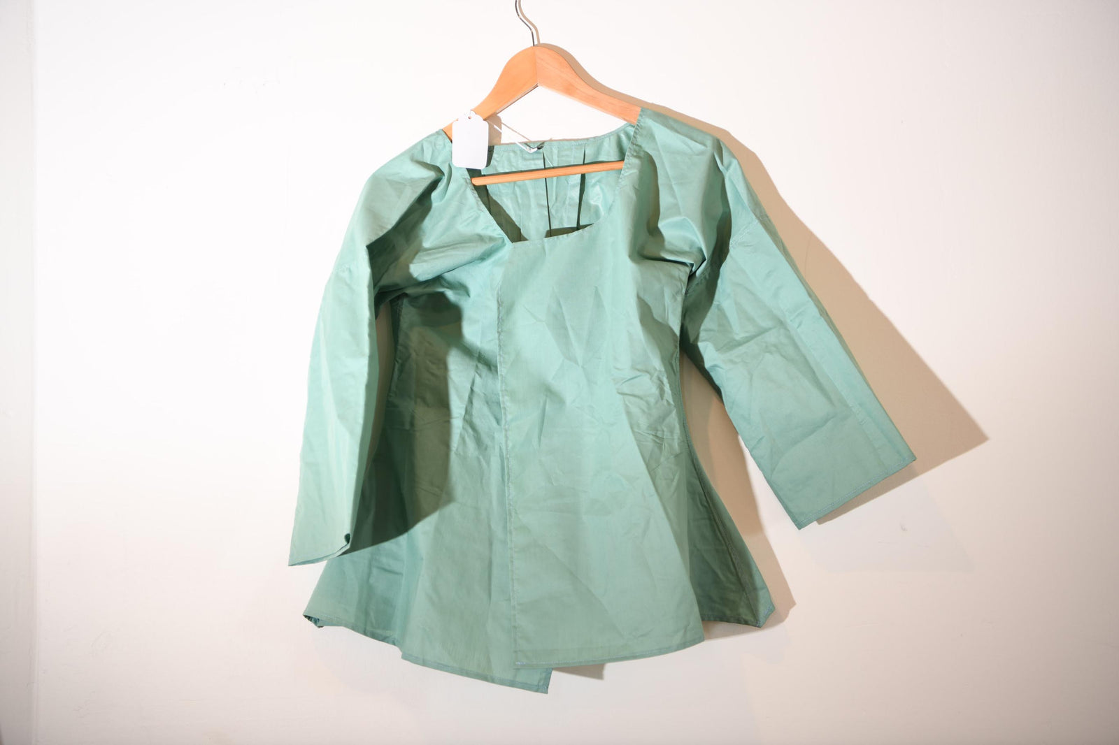 Polished Cotton Short Gown - Sage Green - Small | SD115
