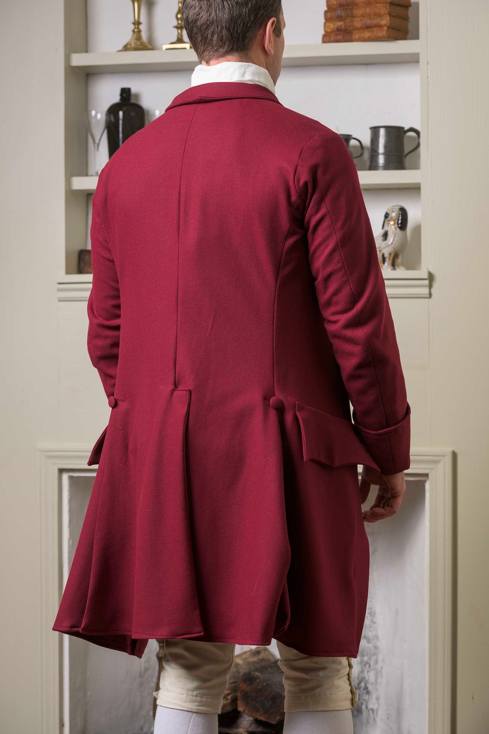 1770's Woolen Frock Coat - Falling Collar | Cranberry