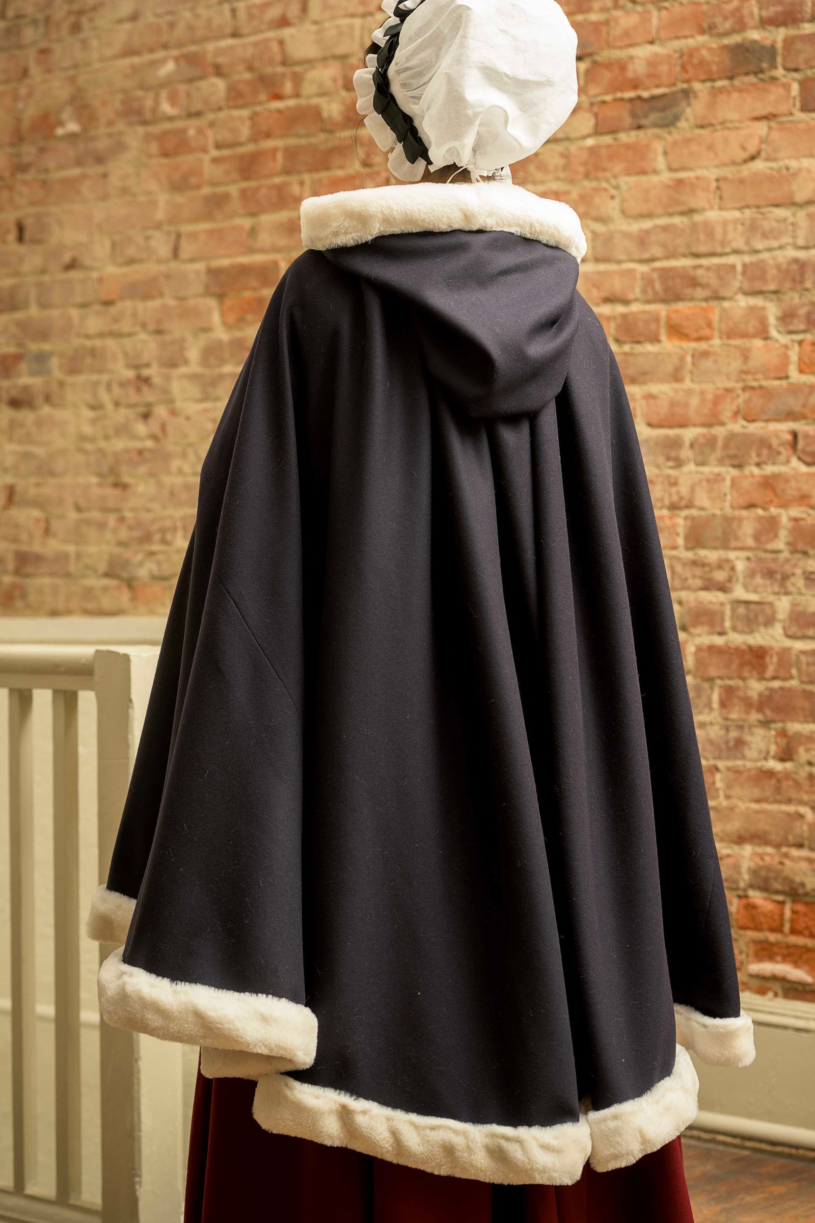 Fur Trimmed Cloak | Navy