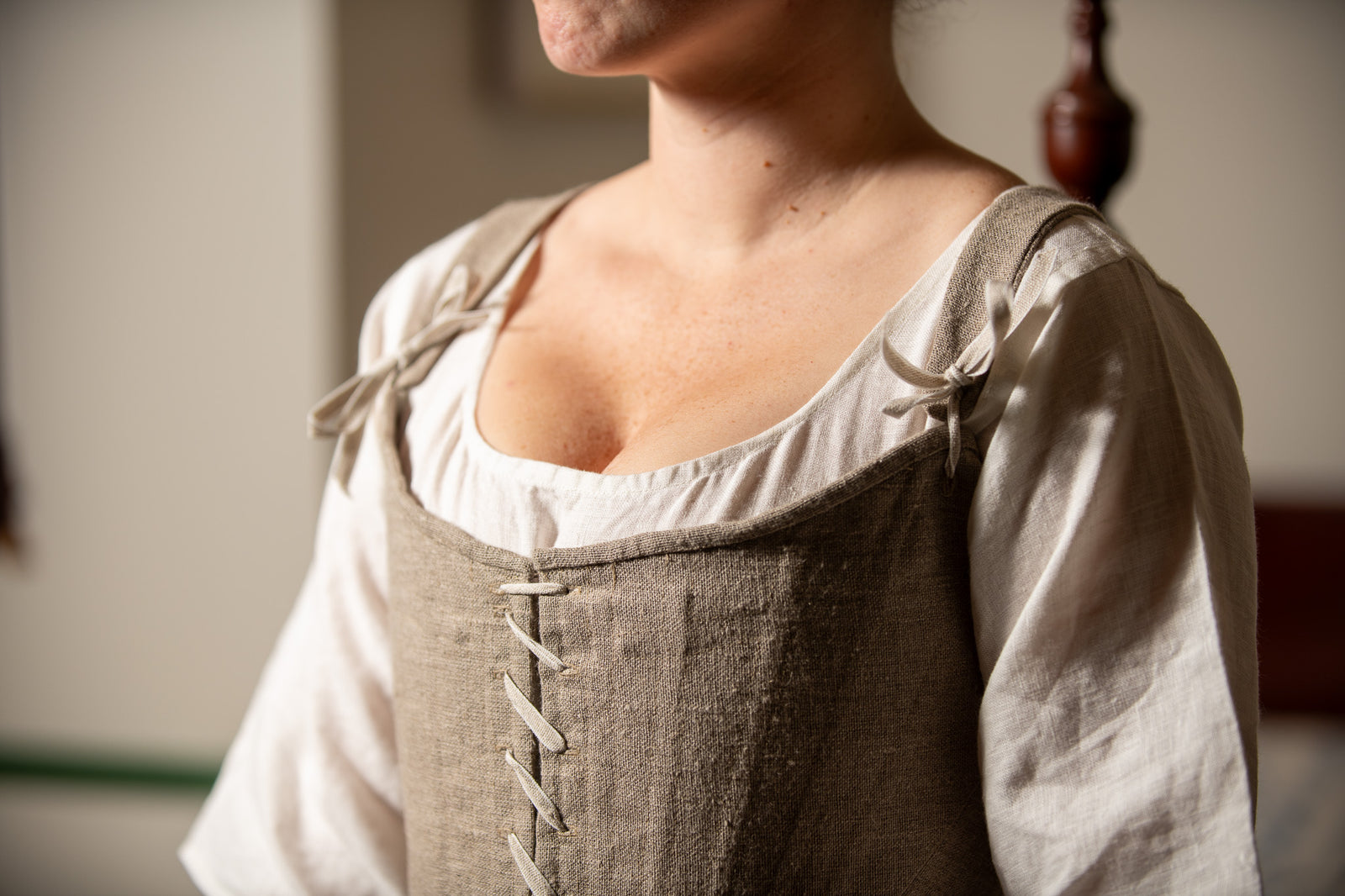 Séjours en lin à laçage sur le devant