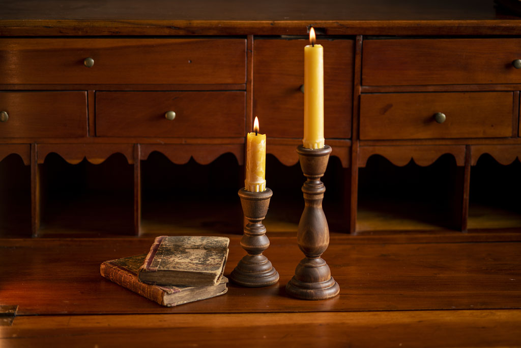 18th Century Stained Wooden Candlesticks