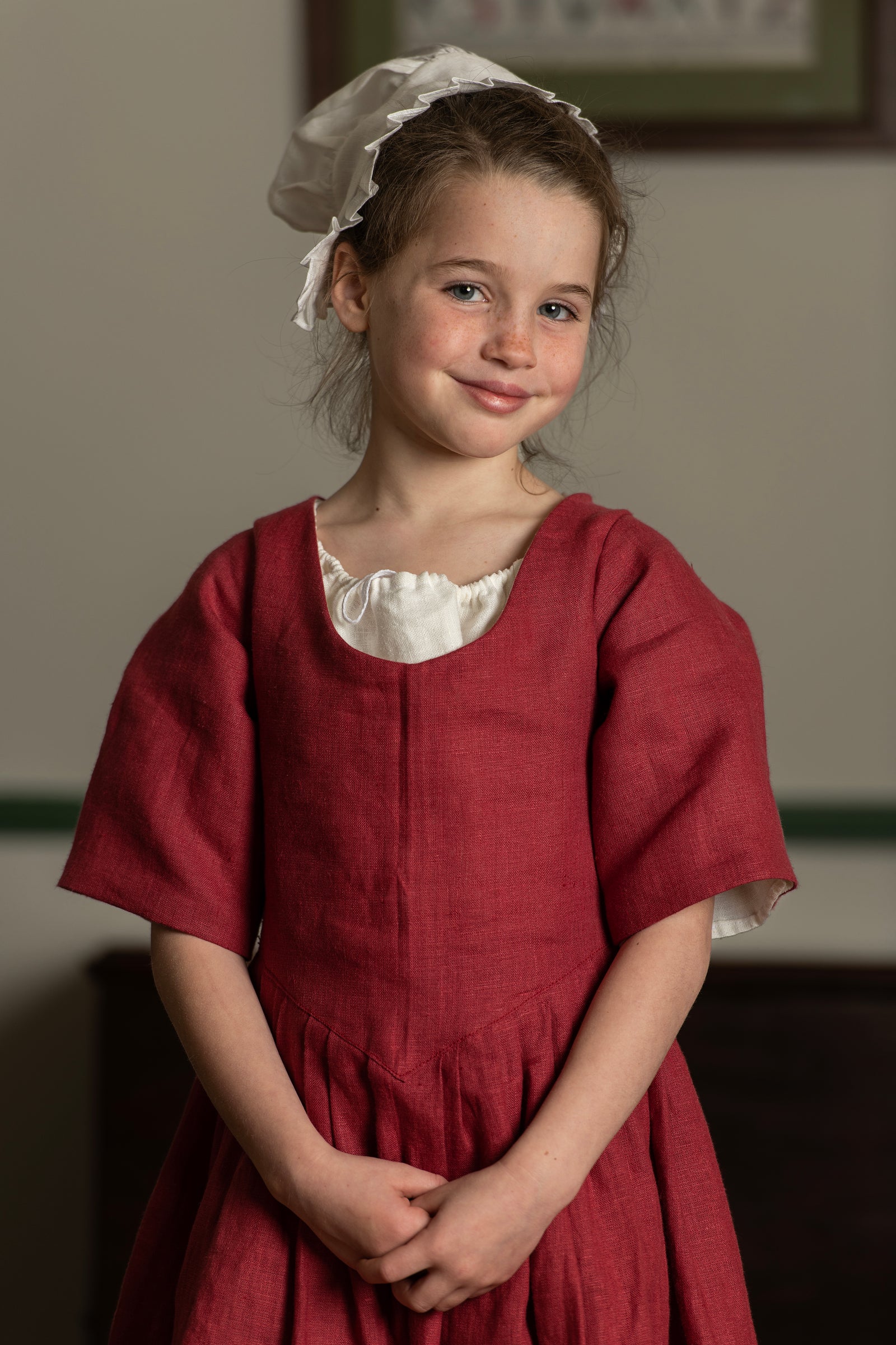 Girls Gown | Red Linen