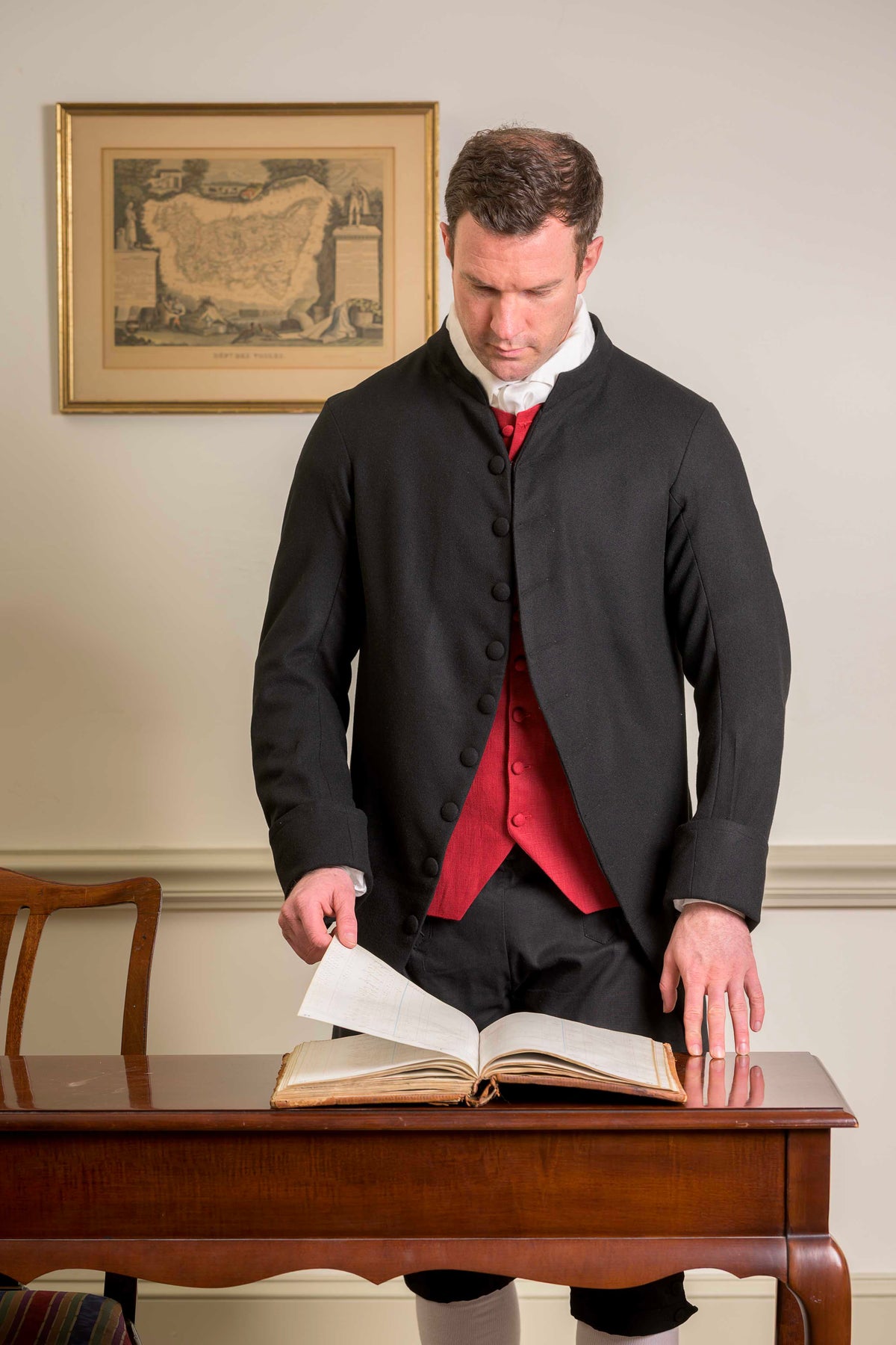 1770's Woolen Frock Coat - Short Collar | Black