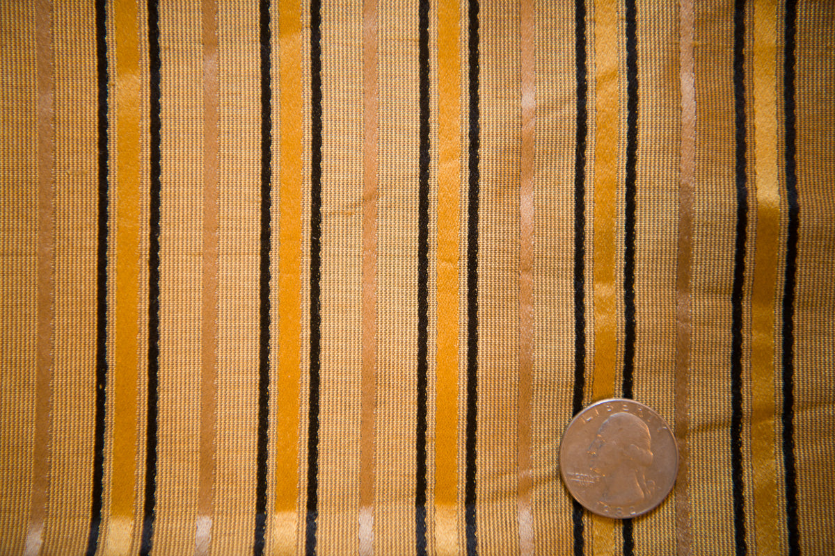 Black and Gold Ribbon Stripe Silk