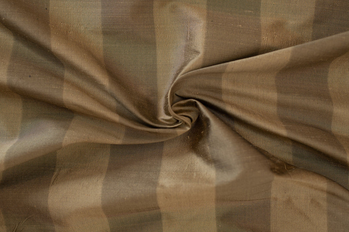 1.5&quot; Wide Gold and Green Stripe Silk