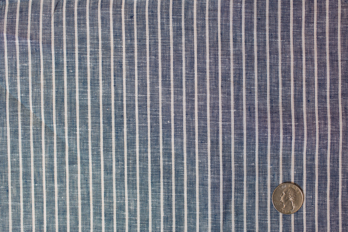 Blue with Narrow White | Woven Stripe