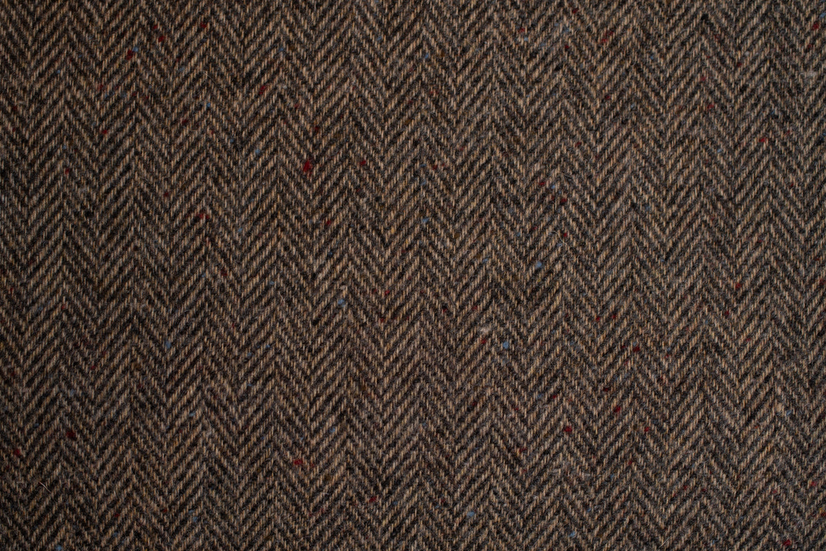 Brown and Tan Herringbone Wool Flannel