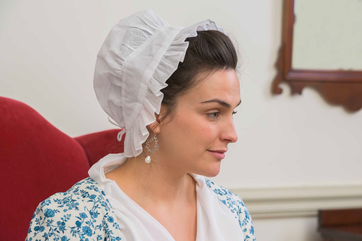 Long Ruffled Linen Organdy Cap