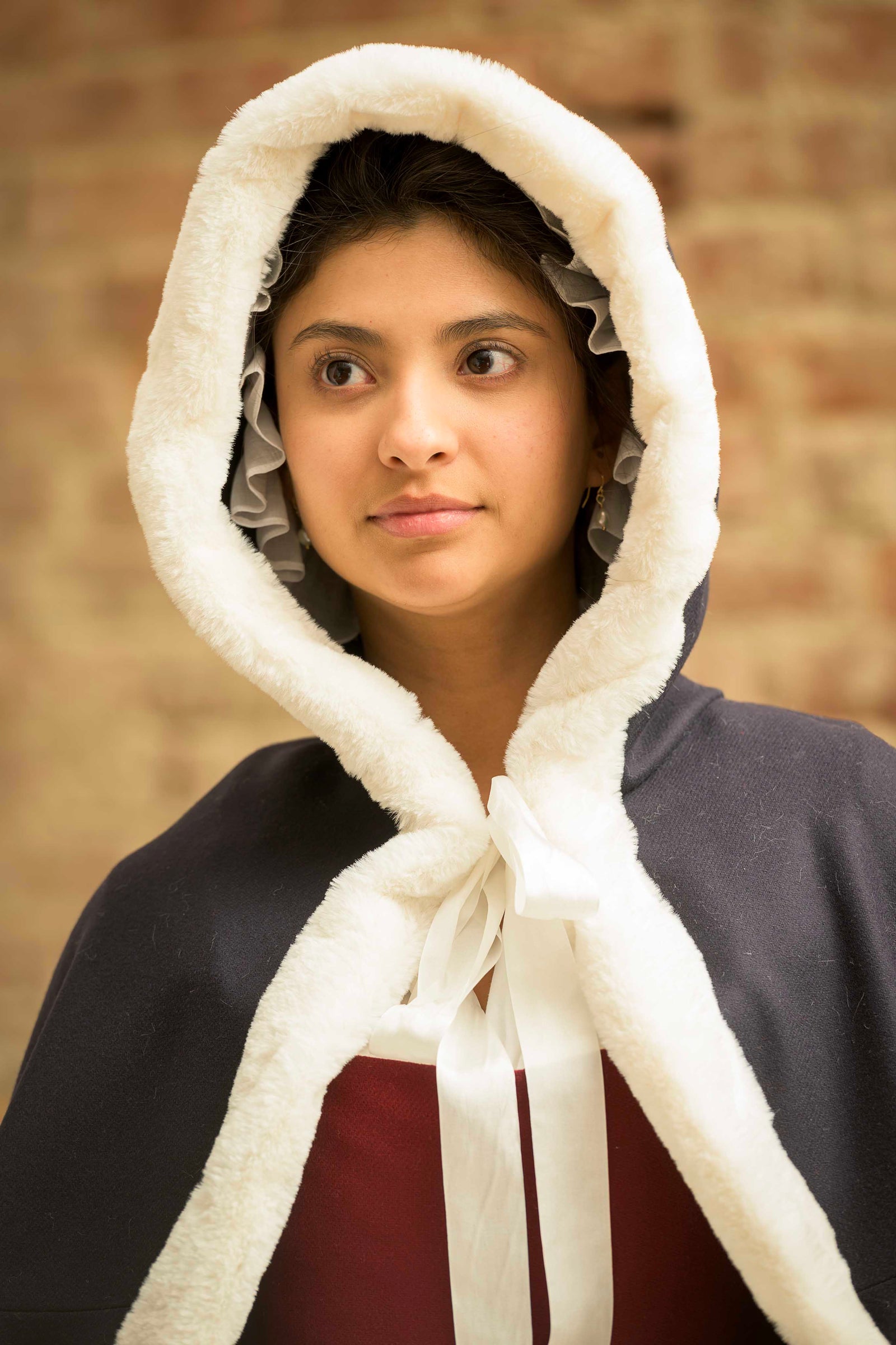 Fur Trimmed Cloak | Navy