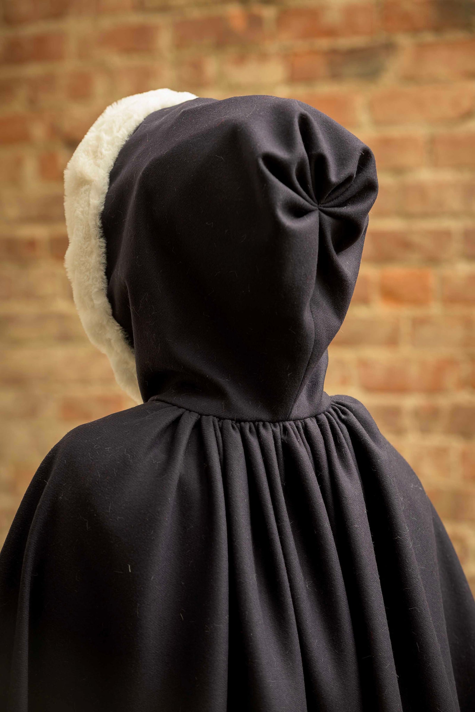 Fur Trimmed Cloak | Navy