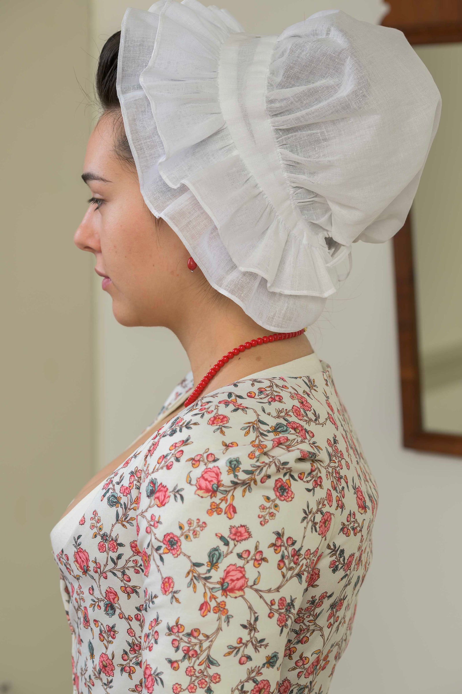 Stacked Ruffle Linen Organdy Cap
