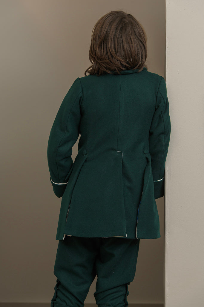 Boys Wool Frock Coat | Green