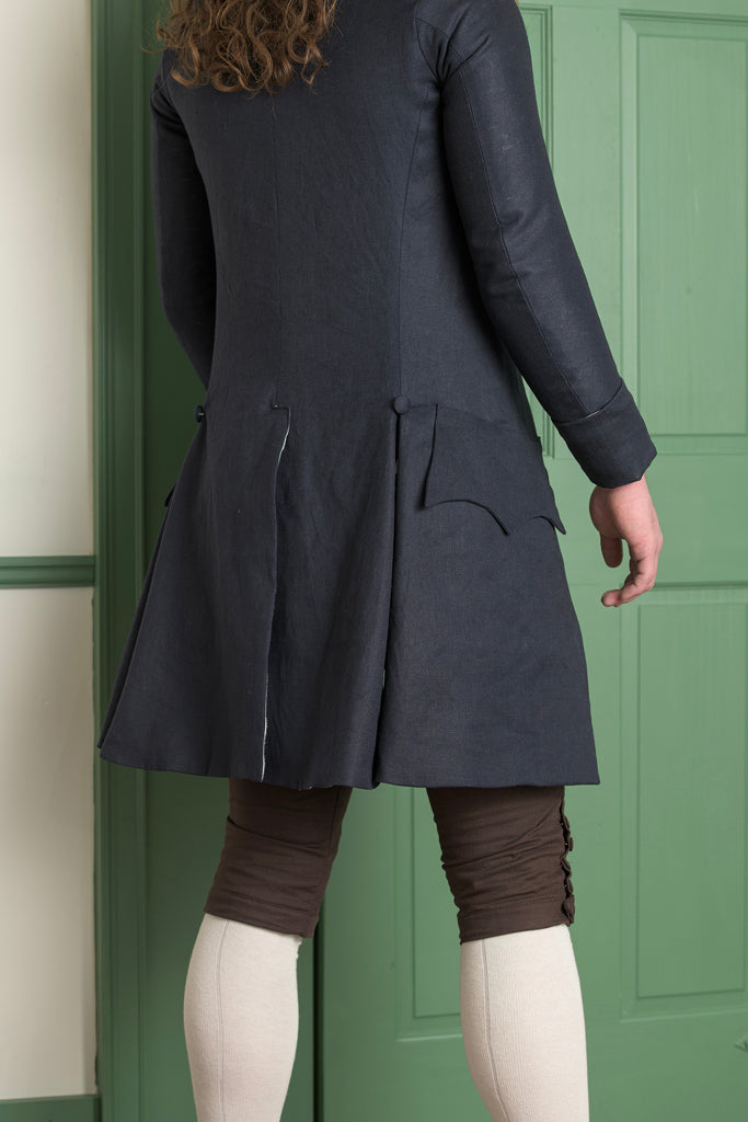 1770's Linen Frock Coat - Short Collar | Navy