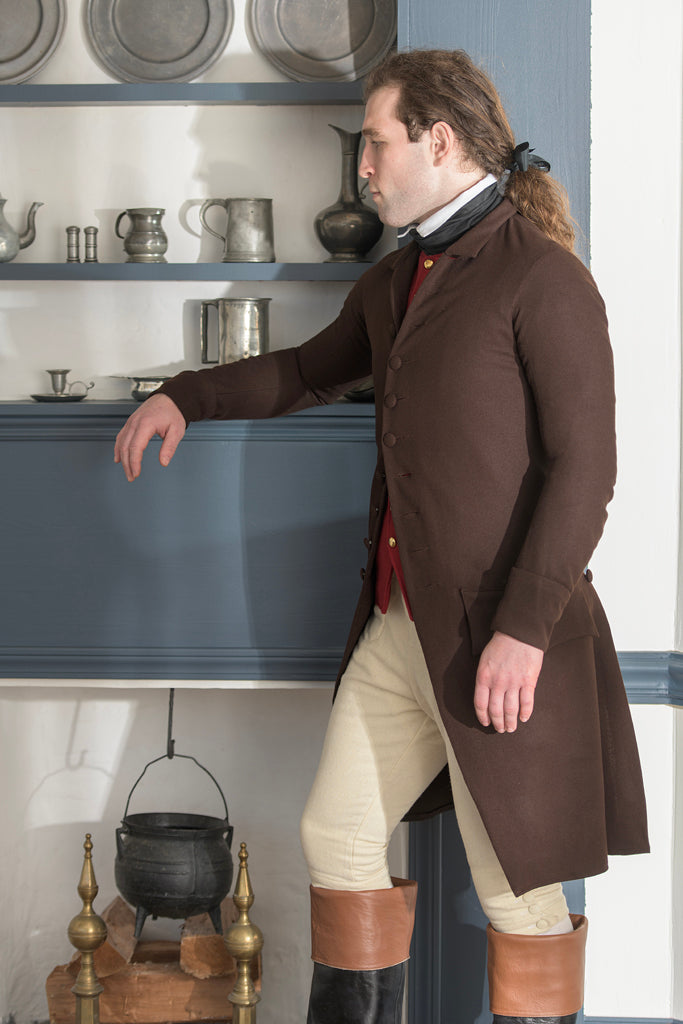1770's Woolen Frock Coat - Falling Collar | Brown