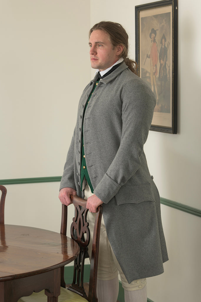 1770&#39;s Woolen Frock Coat - Falling Collar | Gray