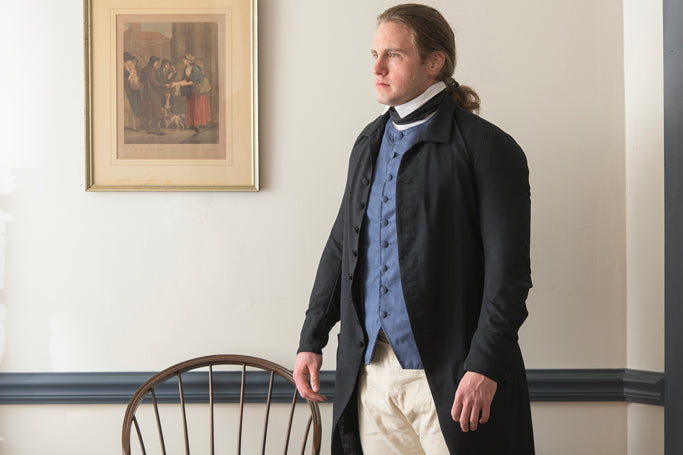 1770&#39;s Linen Frock Coat - Falling Collar | Black