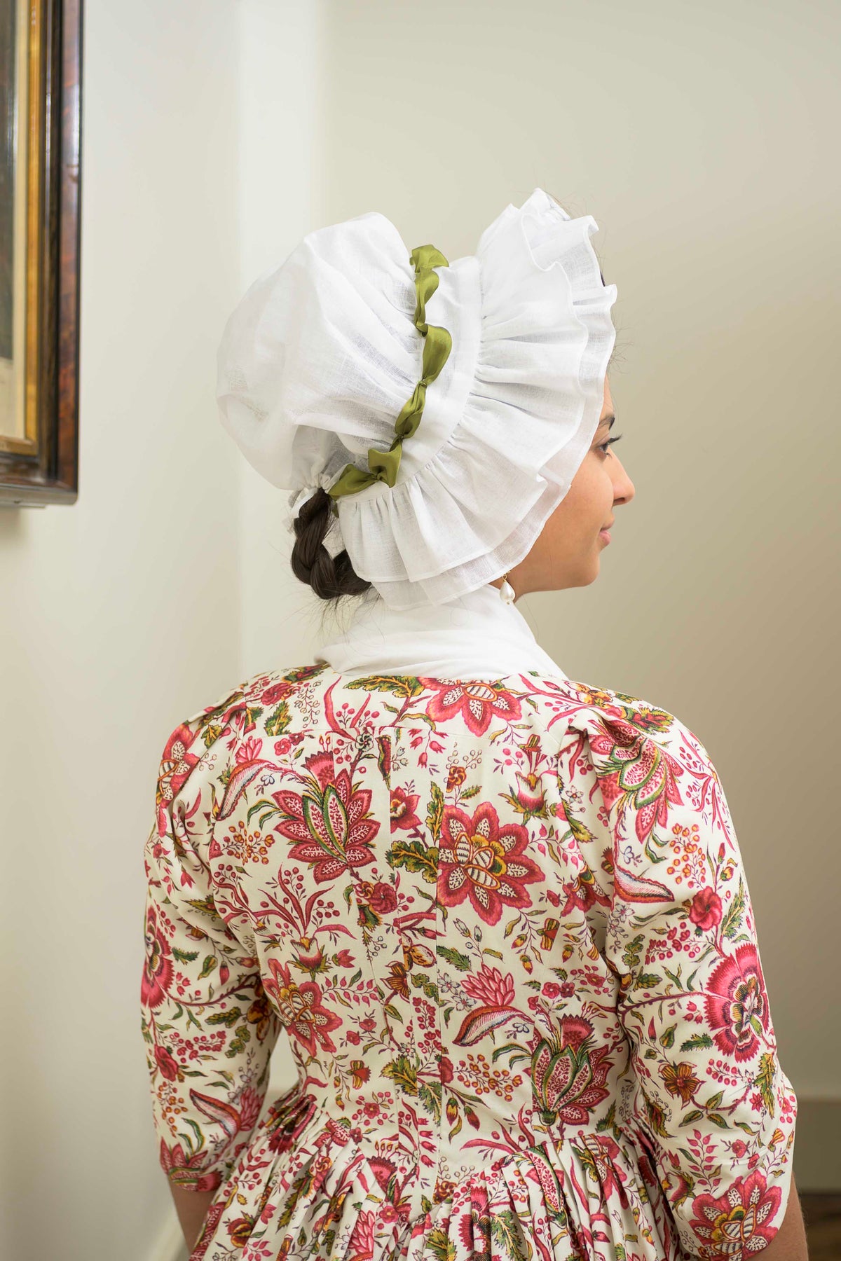 Stacked Ruffle Linen Organdy Cap