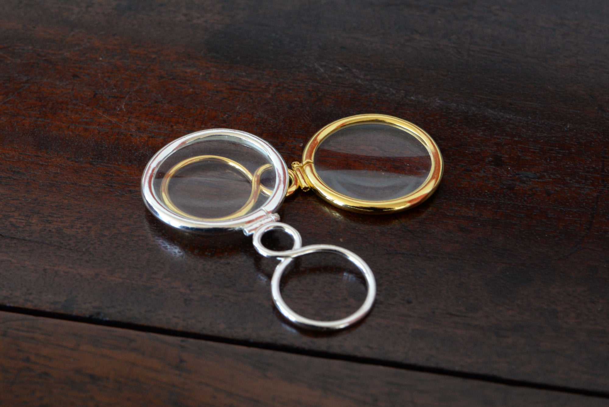 silver and brass 18th century magnifying glasses