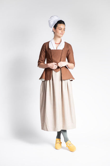 18th Century Women&#39;s Jacket from Samson Historical - Brown Linen Provincial