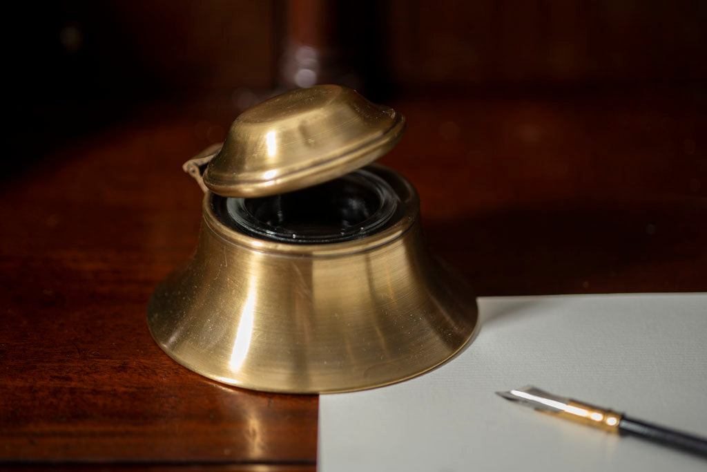 Block Inkwell Brass Inkwell - Samson Historical