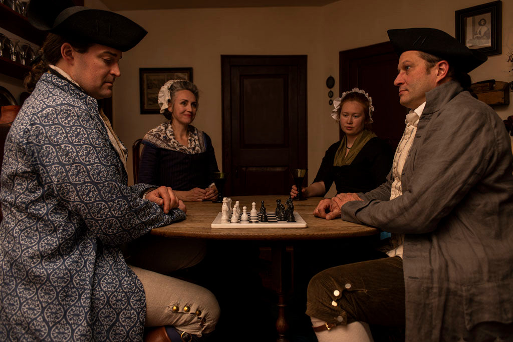 18th Century Black &amp; White Marble Chess Set from Samson Historical