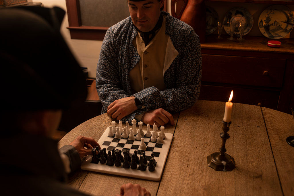 18th Century Black & White Marble Chess Set from Samson Historical
