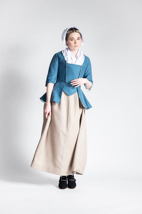 18th Century Women's Jacket by Samson Historical - Blue Linen Provincial