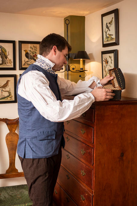 Blue Linen Waistcoat for 18th Century Reenacting