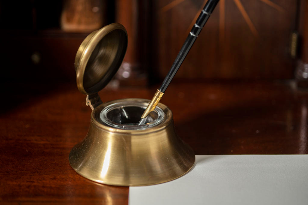 Pws Inkwell Brass Inkwell - Samson Historical