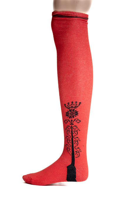 18th Century Clocked Stockings in Red and Black from Samson Historical