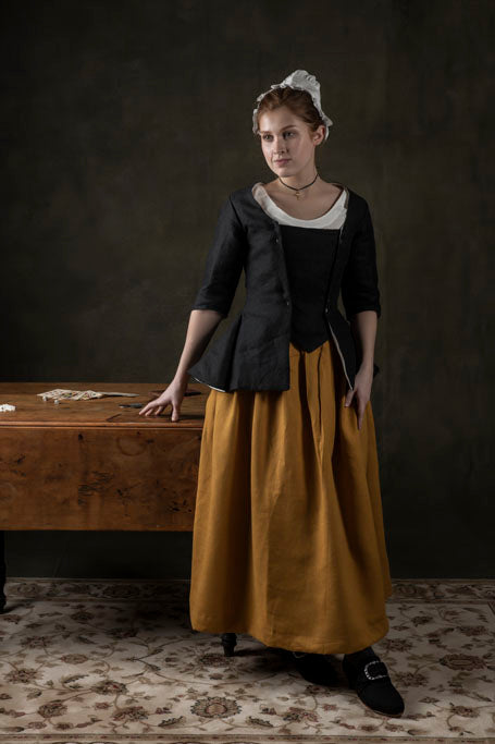 18th Century Women&#39;s Jacket from Samson Historical - Black Linen Provincial