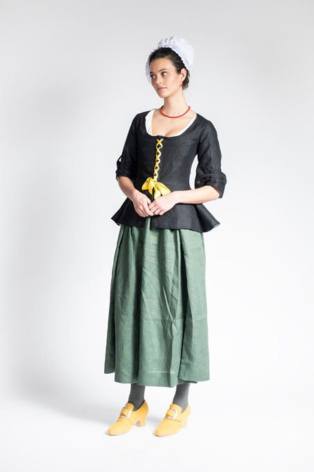 18th Century Women&#39;s Jacket from Samson Historical - Black Linen Fetching