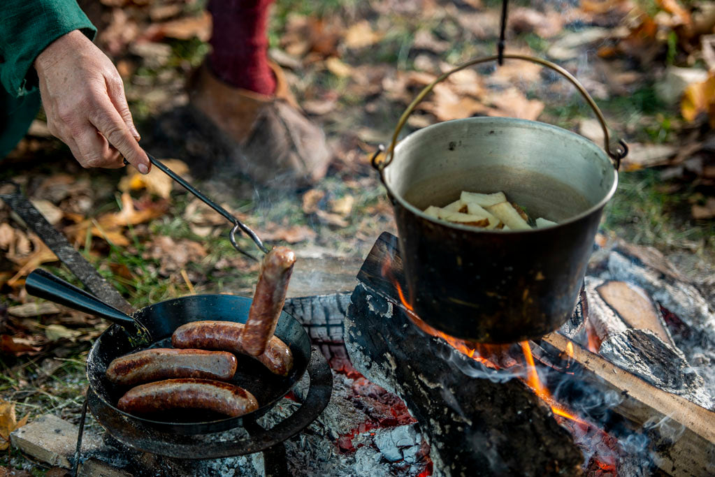 Forged Folding Skillet for 18th Century Cooking and Eating