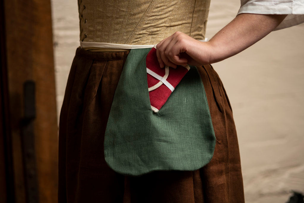 18th Century Pocket from Samson Historical - Forrest Green Linen