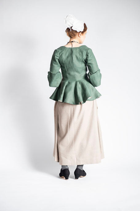 18th Century Women's Jacket from Samson Historical - Green Linen Fetching