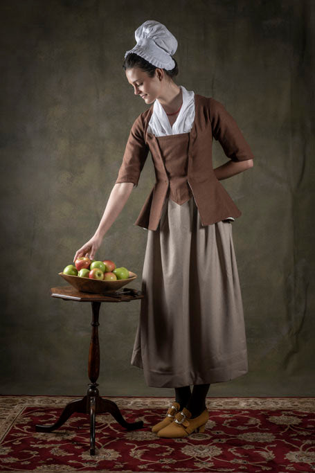 18th Century Women's Jacket from Samson Historical - Brown Linen Provincial