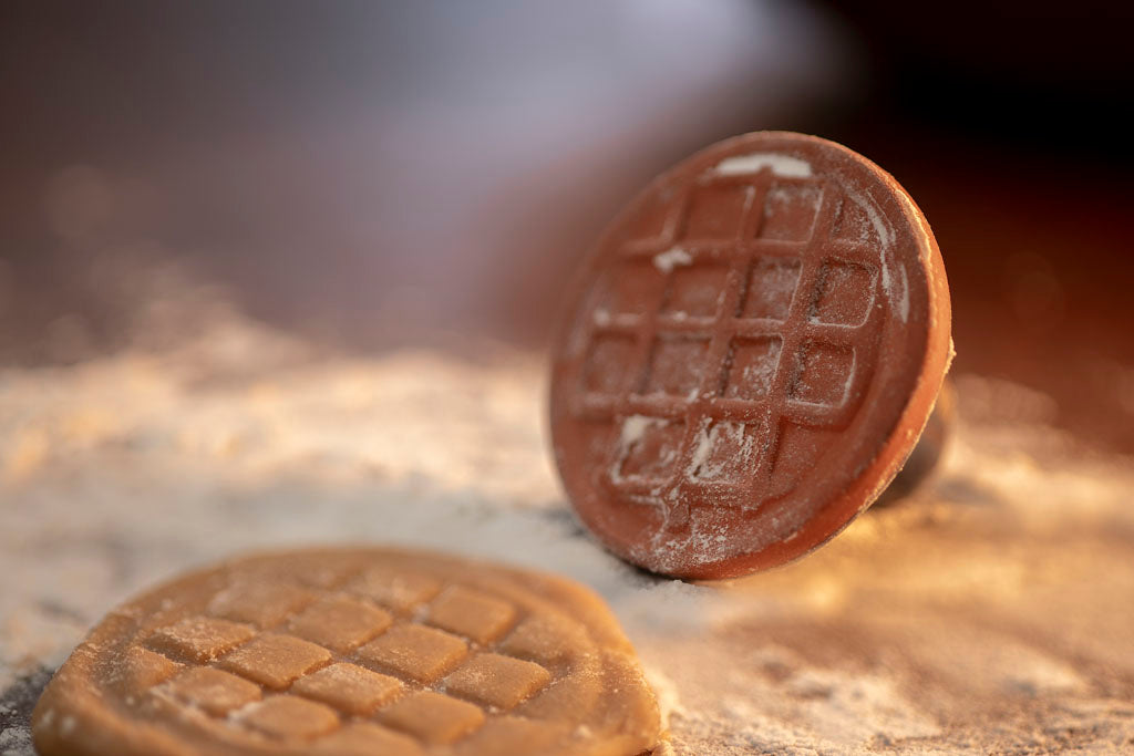 18th Century Redware Cookie Press - Peanut Butter Hatching