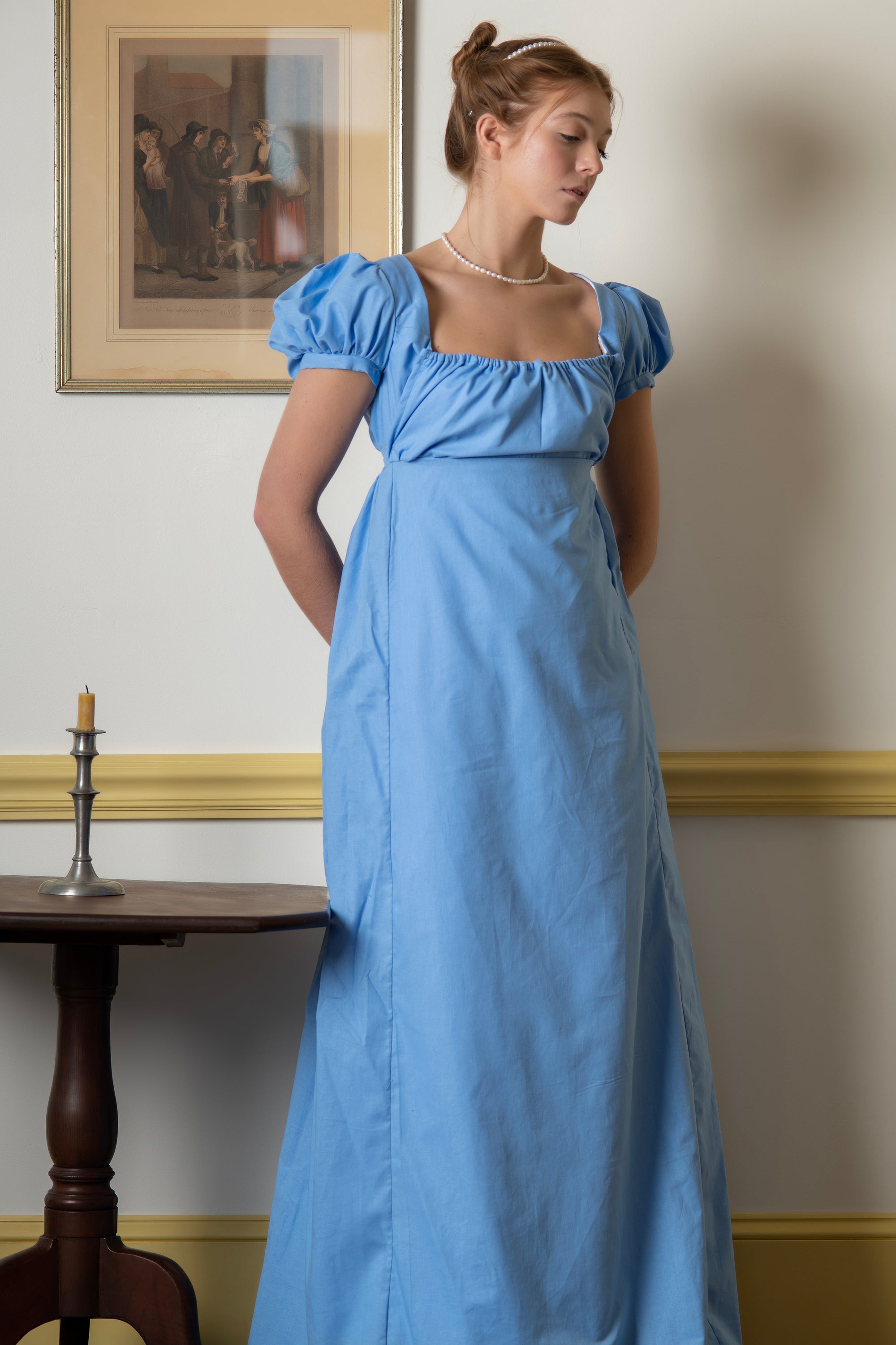 Manches courtes bleu clair | Robe Régence