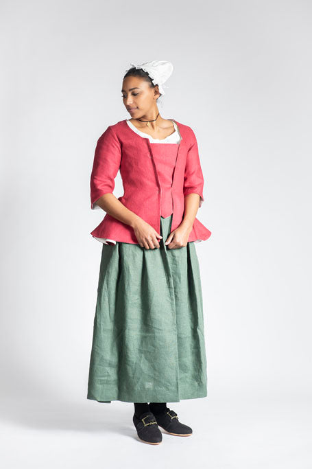 18th Century Women&#39;s Jacket from Samson Historical - Red Linen Provincial