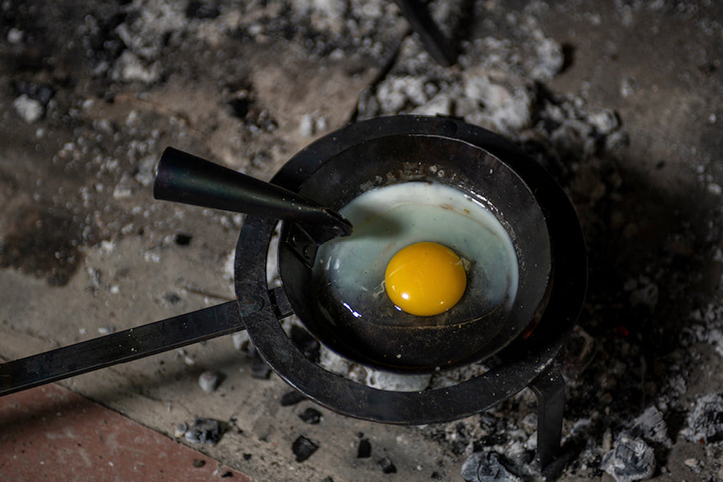 Forged Folding Skillet for 18th Century Cooking and Eating