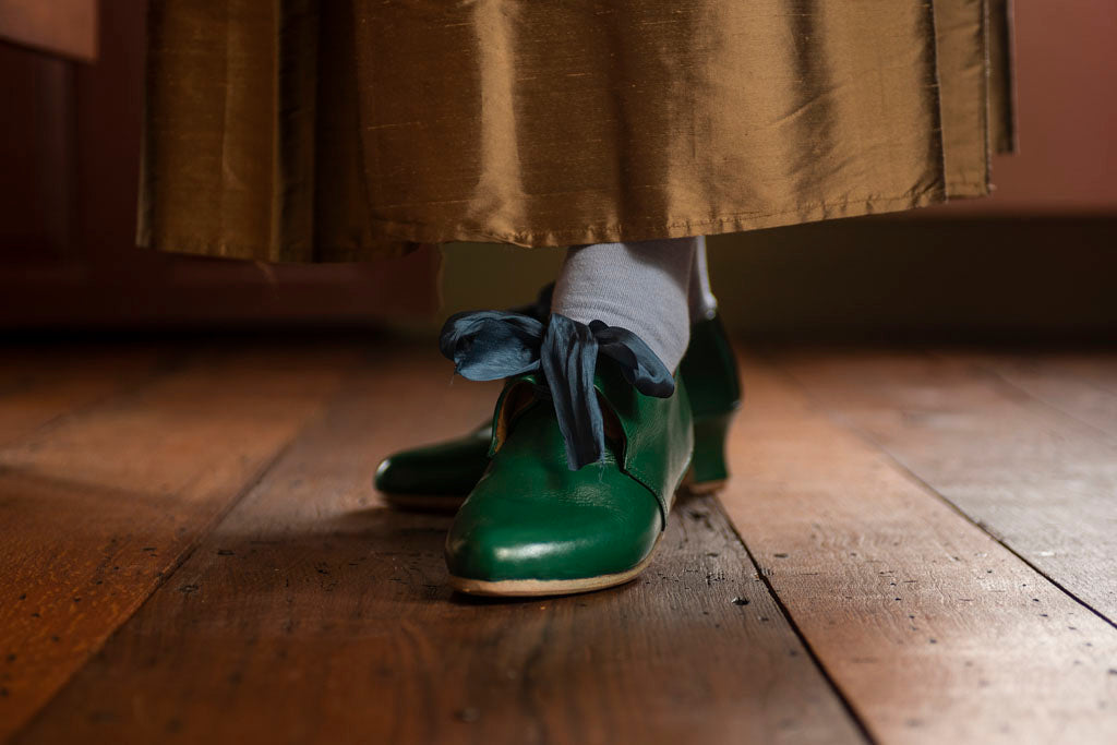 18th Century Buckle Shoes - Dido Belle's Green Leather Shoes