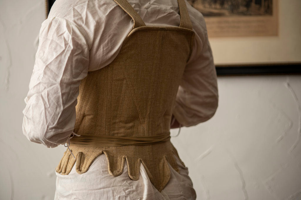 18th Century Stays from Samson Historical - Front Lacing Linen, back view