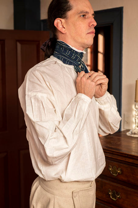 18th Century Men&#39;s Linen Cotton Shirt for Reenacting worn with Colonial American Clothing