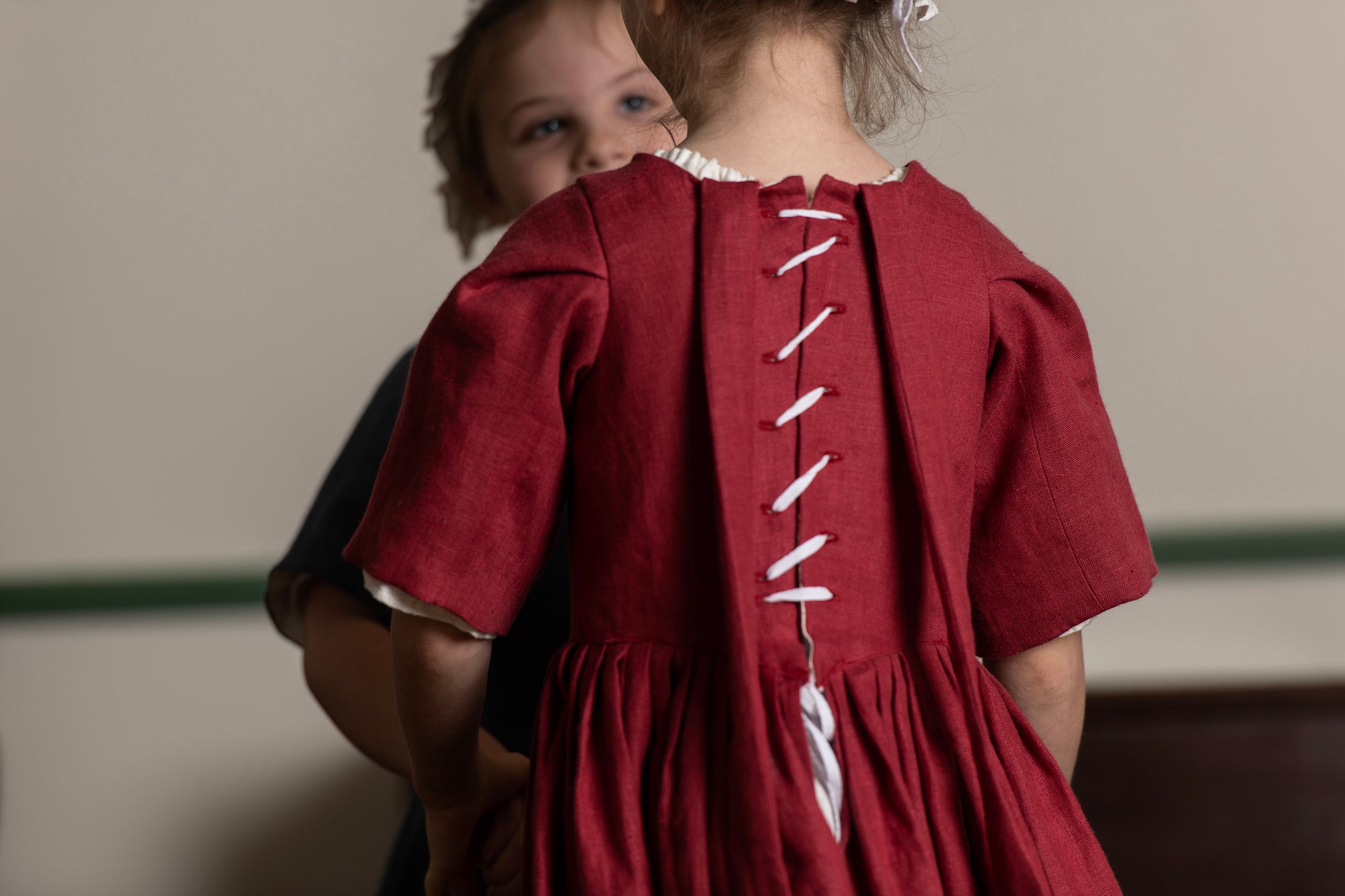 Girls Gown | Red Linen