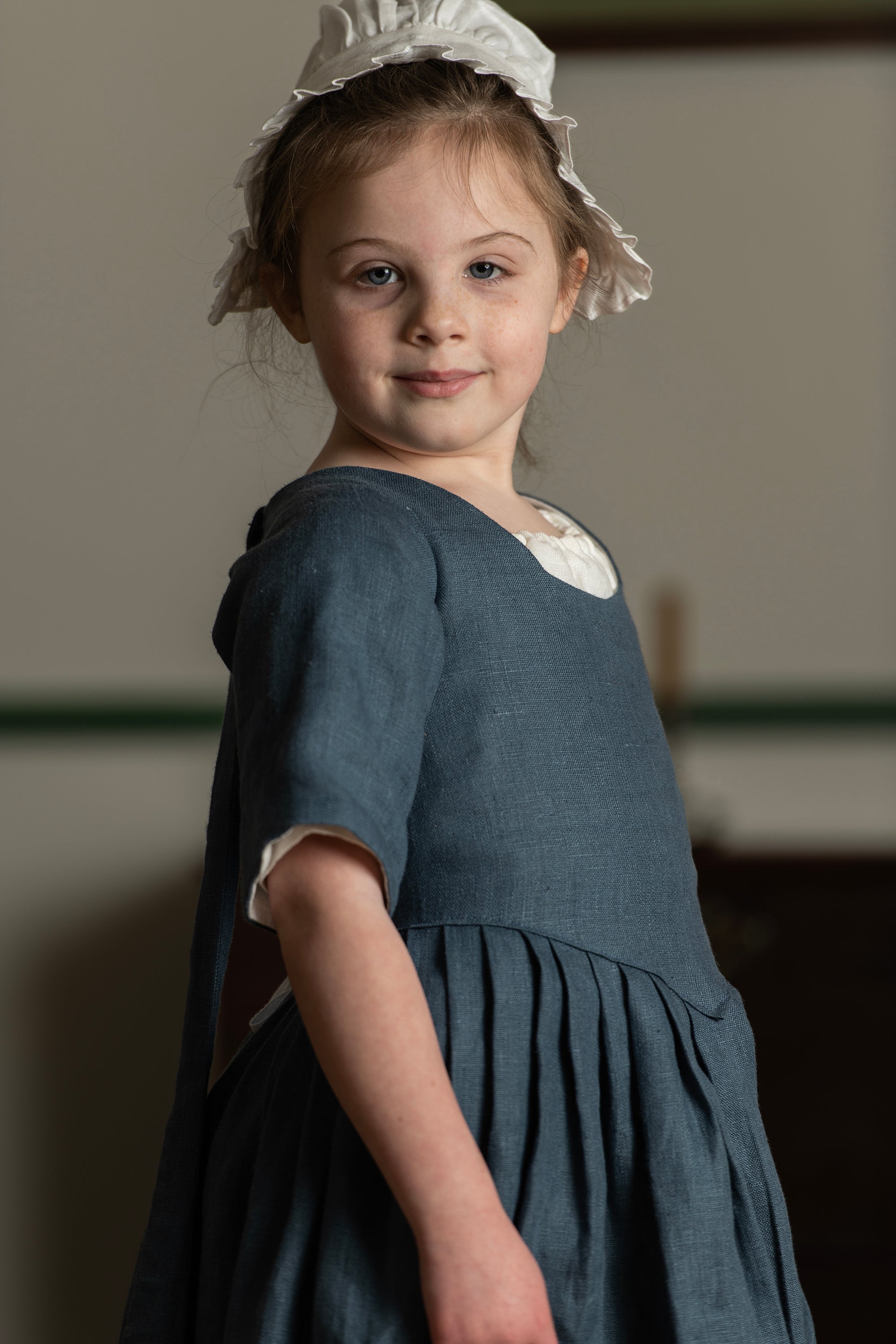 Girls Gown | Blue Linen