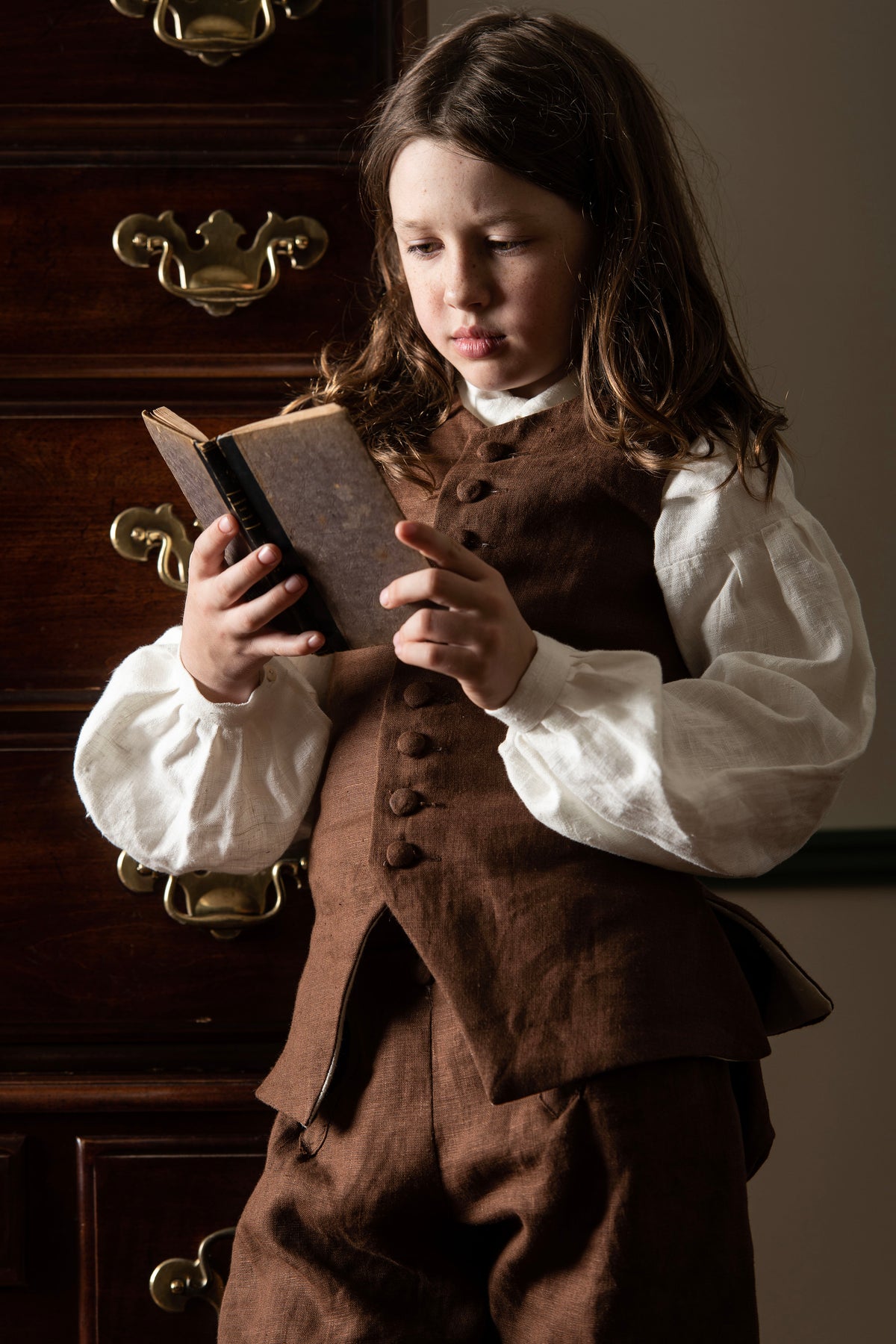 Boys Waistcoats | Brown Linen