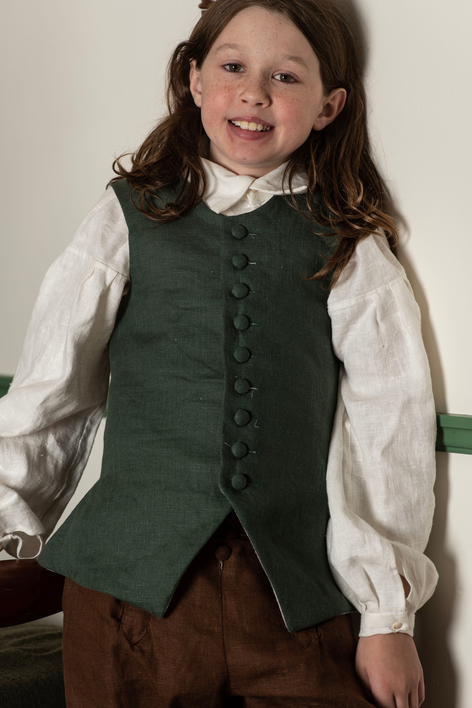 Boys Waistcoats | Green Linen