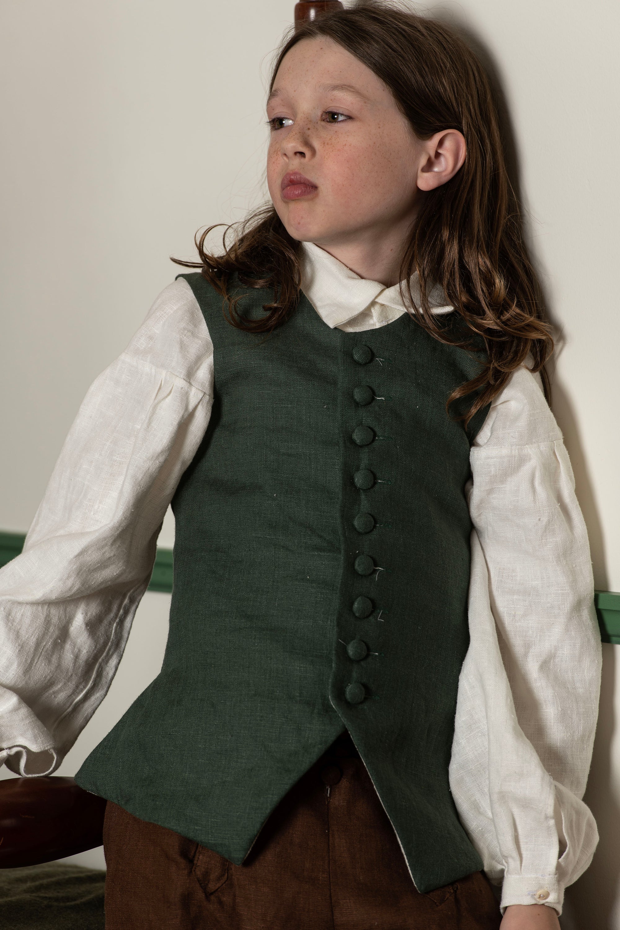 Boys Waistcoats | Green Linen