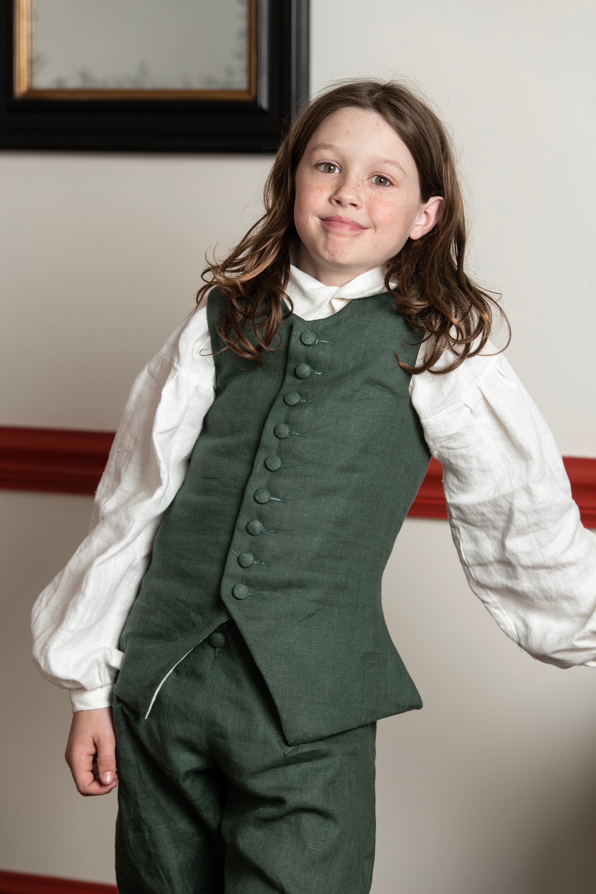 Boys Breeches | Green Linen