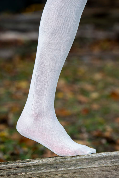 Clocked Silk Stockings in white